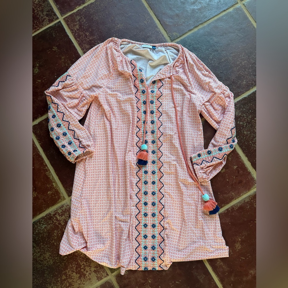 Cabana Life Coral and White Tunic coverup size XL - Picture 2 of 3